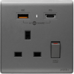 M2K PD105AP4-G 4A PD/QC USB Wall Socket (Grey)